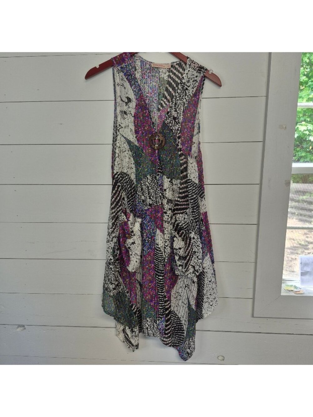 Paradise USA Colorful Boho Sleeveless Cover-up With Wooden Accent 3XL